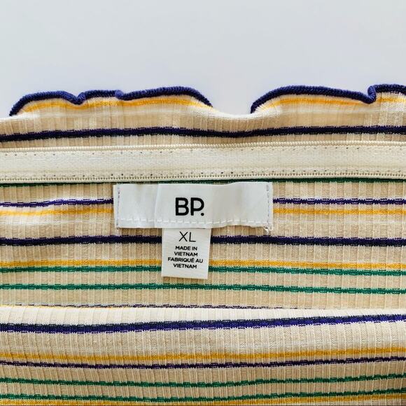 BP Multicolor Stripe Ribbed Lettuce Hem Crop Tube Top XL - Picture 4 of 8